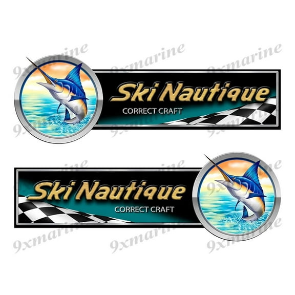 2 Correct Craft Ski Nautique Boat Marlin Racing Type Stickers