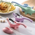 thumbnail image 1 of Juego de cuchara y tenedor de silicona dinosaurio - Cubertería de acero inoxidable para fruta, queso, aperitivos - Caja de regalo de 4 piezas, 1 of 6