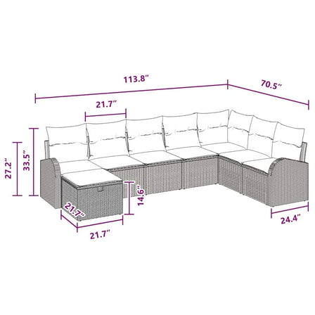 vidaXL 8 Piece Garden Sofa Set with Cushions Gray Poly Rattan