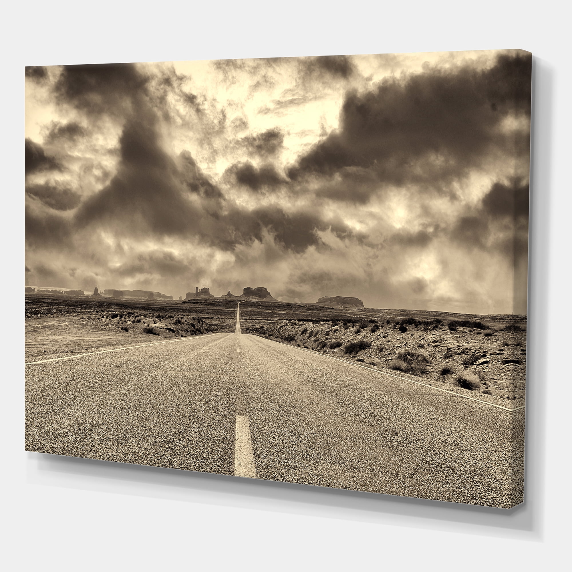 Designart ' The Straight Road To Monument Valley ' Traditional Canvas Wall Art Print