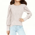 thumbnail image 4 of Yourumao Girls Ribbed Knit Tops for 5-14 Years Cute Puffed Long Sleeve Shirts Stretch Long Sleeve Blouses Solid Spring Tees, 4 of 9