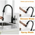 thumbnail image 2 of AUKTOPT Modern Hidden Pull-Out Kitchen Faucet with 2 Water Modes, Swivel High Arc Kitchen Sink Faucet with Deck Plate Suit to 1 or 3 Holes , Solid Brass Construction, Matte Black, 2 of 6