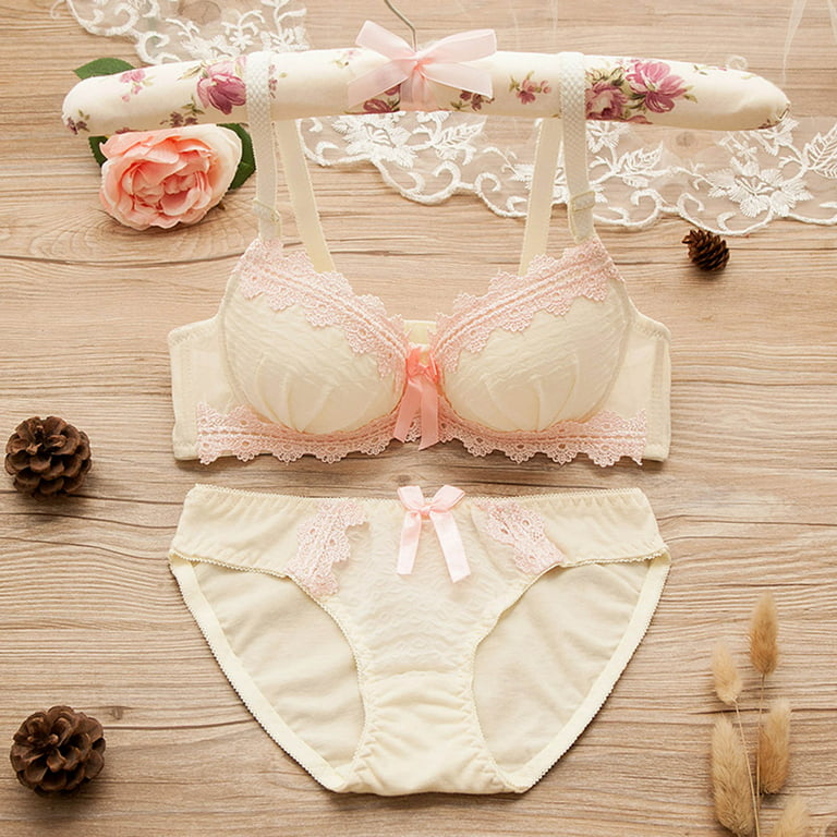 Lovely Girls Lace Bra Panty Sets Cute Japanese Underwire Push up