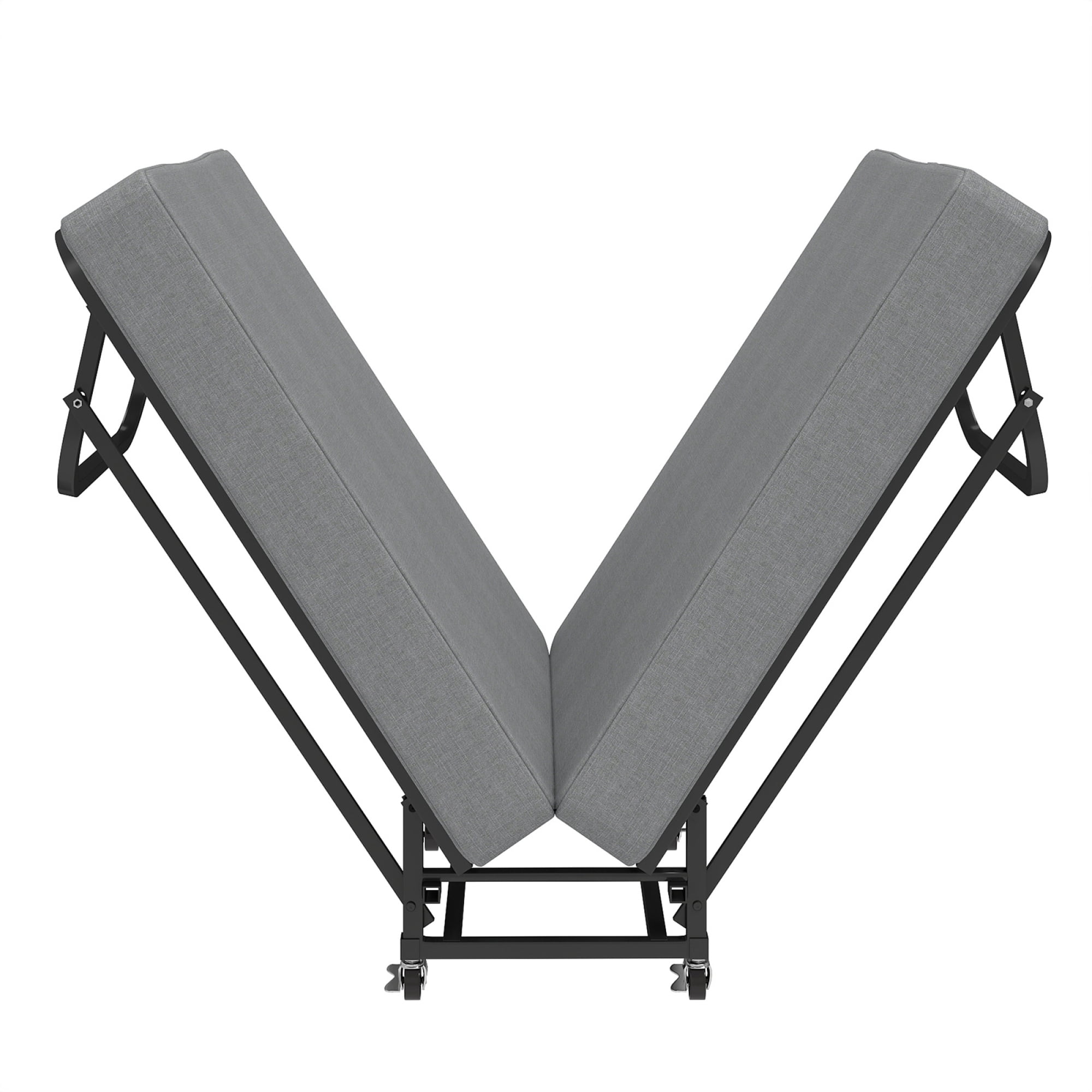 HOQBN 75" Folding Bed with Memory Foam Mattress, 4 Lockable Wheels Portable & Space Saving, Reinforced Steel Frame Quietly Supports 450 lbs, Folds Upright – Essential for Apartments, Guest Rooms