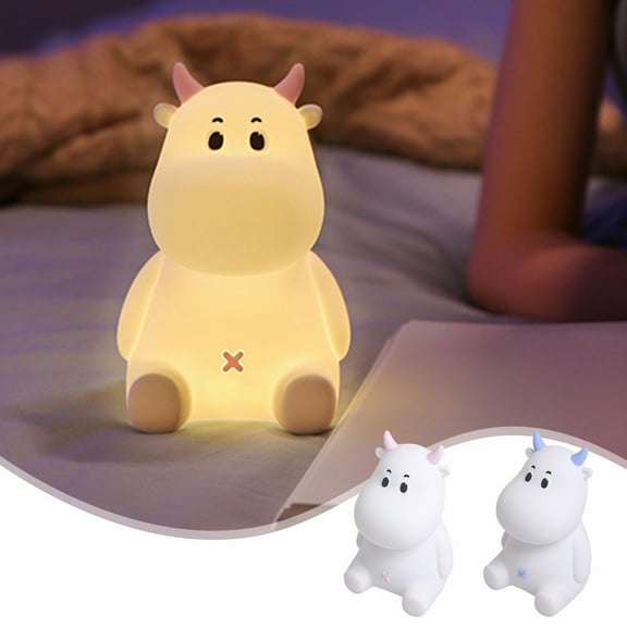 Kcavykas Cow-Themed LED Pat Night Light, Baby Night Lamp for Breastfeeding, Soft Sleep Light for Kids’ Bedside