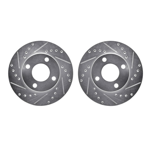 Dynamic Friction Company Front Brake Rotors-Drilled and Slotted-Silver 7002-73007