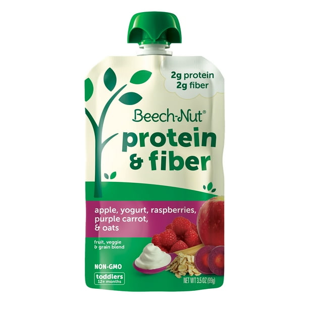 BeechNut Protein & Fiber Stage 4 Toddler Food, Apple Yogurt Raspberry