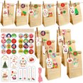 thumbnail image 2 of Juego de bolsas para calendario de adviento de Navidad, calendario de adviento de arpillera de 24 días, bolsas de papel kraft con clips, decoración navideña DIY, 2 of 5