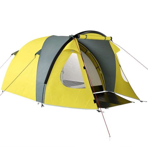 Outsunny 3-4 Person Camping Tent, Easy Set Up Dome Tent with Porch