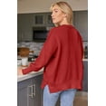 thumbnail image 2 of Women's Crewneck Batwing Long Sleeve Sweaters Fall Oversized Ribbed Knit Side Slit Pullover Tops, 2 of 8