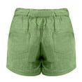 thumbnail image 7 of YYDGH Womens Casual Drawstring Elastic Waist Cotton Shorts Solid Color Print Summer Lightweight Shorts with Pockets Green 3XL, 7 of 7