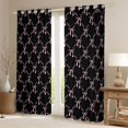 thumbnail image 2 of Erosebridal Ribbon Bows Bowtie Curtains Pack of 2 (42x84 Each) For Kids,Cartoon Bowknot Print Curtains Blackout,Black Pink, 2 of 7
