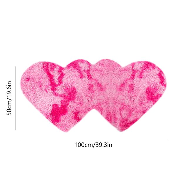 TUWABEII Valentine's Day Gifts Valentine's Day Fluffys Rugs For Bedroom 40X20In Machine Washable Living Room Rug Carpet Heart Shaped Bedside Rug Rugs Non Slip Carpet Mats Home Decor Gifts for Women
