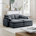 thumbnail image 3 of Miekor Furniture Two-Seater Theater Sofa with 2 Footrest, 2-Seater Sofa with Ottoman for Small Living Spaces,Grey Corduroy 0751, 3 of 14