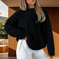 thumbnail image 2 of Fiaer Womens Sweater Chunky Plus Size Knitted Pullover Crew Neck Long Sleeve Solid Warm Thermal Fashion Tops Black XS, 2 of 4