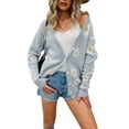 thumbnail image 2 of Abrigo de punto, chaqueta de punto estampada, suéter en V, cárdigan, chaqueta de punto estampada, multifuncional, 2 of 8