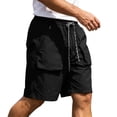 thumbnail image 3 of cllios Men's Hiking Shorts Elastic Waist Drawstring Multi Pockets Quick Dry Cargo Shorts for Camping Fishing Outdoor Black L, 3 of 10