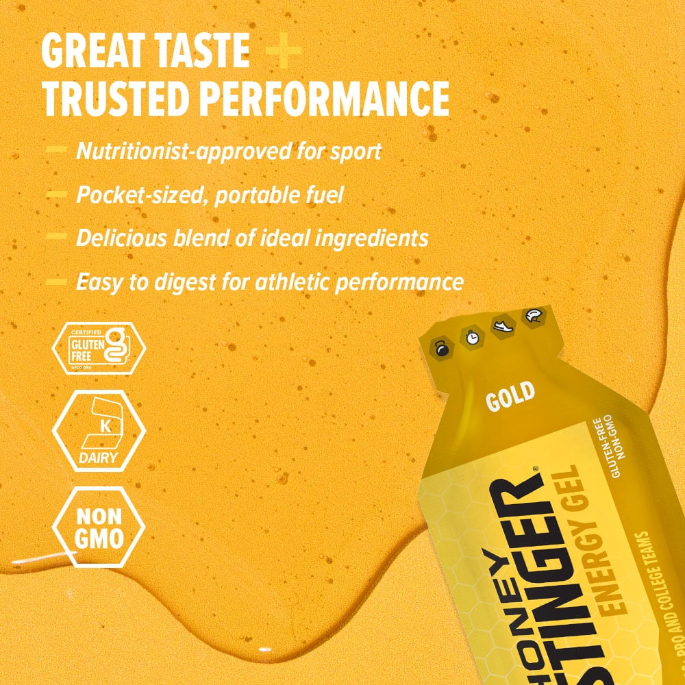 Honey Stinger Gluten-Free Energy Gel, Gold, 1.1 oz, 24 Count Box