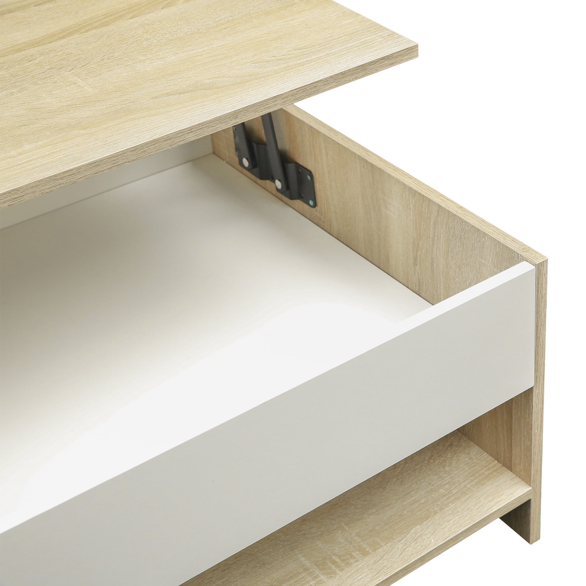 Resenkos Lift Top Coffee Table w/Hidden Storage Compartment & 2 Open Shelves for Living Room Office,Oak Color Resenkos Lift Top Coffee Table w/Hidden Storage Compartment & 2 Open Shelves for Living Room Office,Oak Color