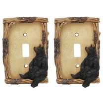 Ebros Black Bear By Branch Twigs Wall Light Cover Set of 2 Single Toggle Switch