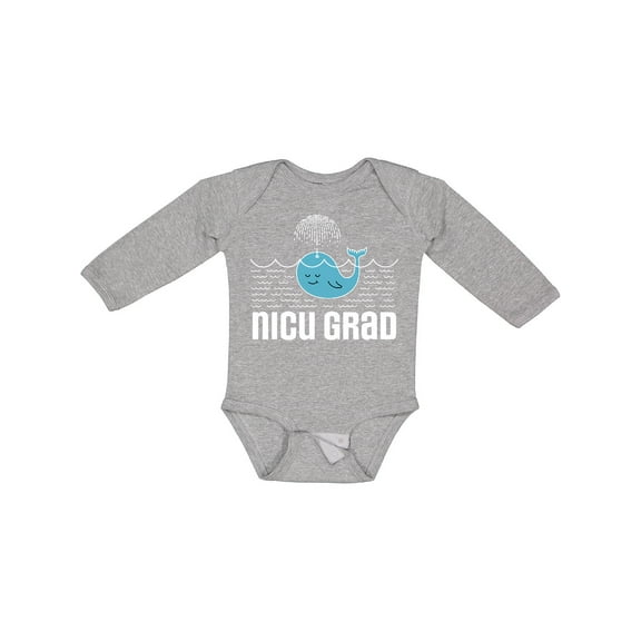 Inktastic NICU Grad Baby Whale Boys or Girls Long Sleeve Baby Bodysuit