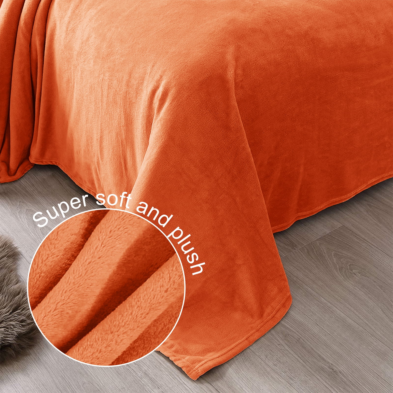 Exclusivo Mezcla Twin Size Flannel Fleece Velvet Plush Bed Blanket as Bedspread, Coverlet, Bed Cover (60"x80", Burnt Orange)