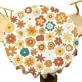 thumbnail image 4 of 70''S Retro Floral Tablecloth, Boho Abstract Yellow Orange Flowers Groovy Table Cover for Country Farmhouse Kitchen Dining Room Party Picnic Table Decor 60x60nch, 4 of 5