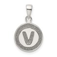 thumbnail image 1 of Collier Pendentif Cercle Monogramme Initiale Lettre V en Argent Sterling 925, 1 of 6