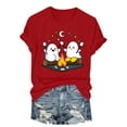thumbnail image 7 of enyan Tee Pumpkin Graphic Cute Ghost Tops Tee Fall Short Sleeve Tops Oversized Tshirts Teen Aesthetic Clothing Halloween Shirts Women Red,XXL, 7 of 7