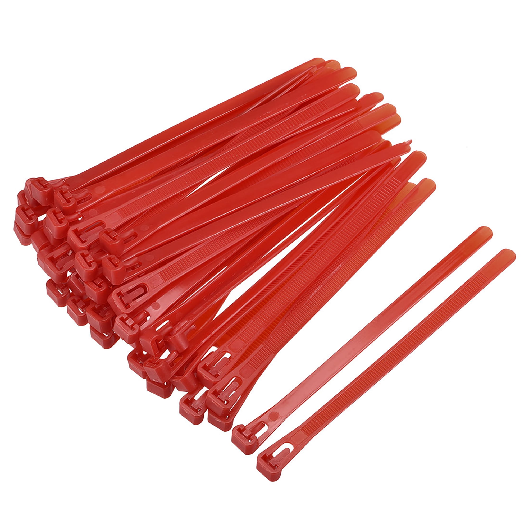 6 Inch x 0.3 Inch Red Reusable Cable Ties Adjustable Nylon Zip Ties Wraps 40 Pack