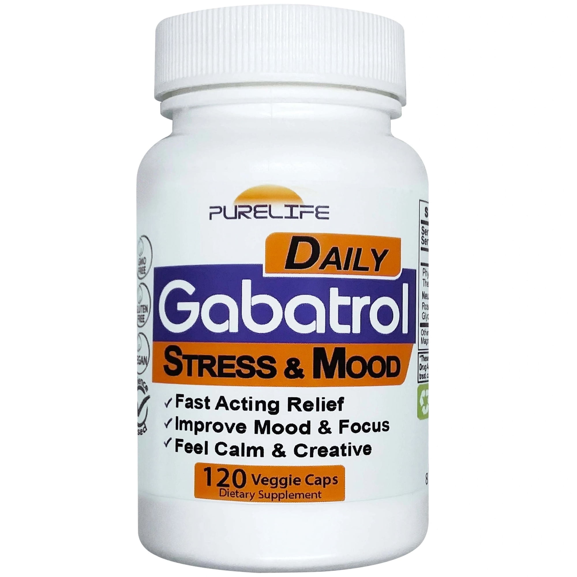 PureLife Supplements – Gabatrol Daily – Plant Based GABA Supplement. May Help Relieve Stress, Increase Sleep Quality, and Promote a Positive Mood. Vegetarian and Vegan Friendly (120 Veggie Caps)