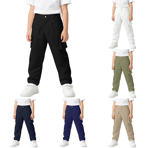 Bigetiay Boys Outdoor Cargo Pants Trousers for Kids Youth Teenagers Sports Joggers Casual Wear Streetwear, Size 15-16 Years