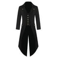 thumbnail image 4 of LANGWYQU Long Sleeved Men V-Neck Solid Vintage Costume Jacket Trench Coat, 4 of 5
