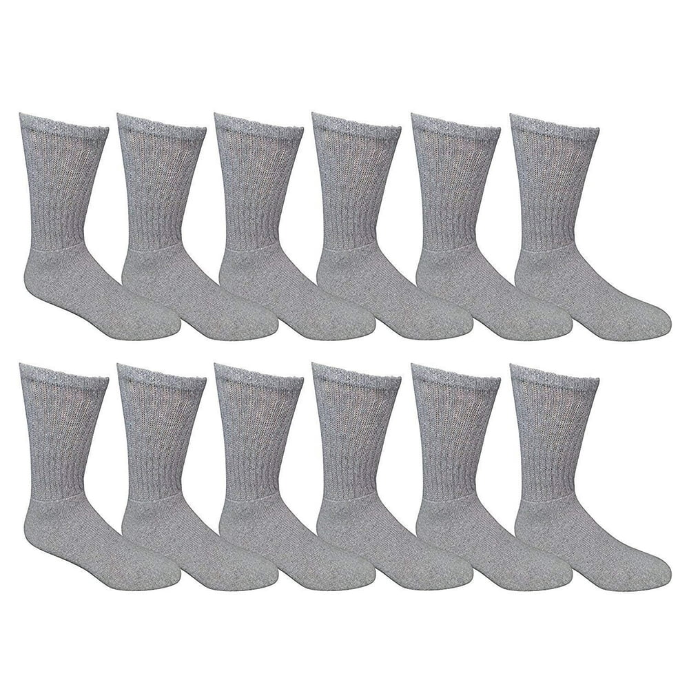 Wholesale Socks Deals 12 Pairs of WSD Mens Cotton Crew Socks, Solid