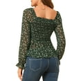 thumbnail image 4 of Allegra K Women's Off Shoulder Long Bell Sleeve Floral Print Smocked Blouse Top, 4 of 7