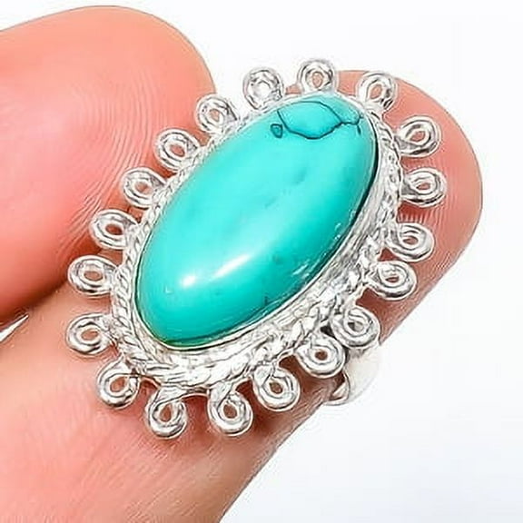 Turquoise 925 Sterling Silver Handmade Ring s.7.5 TR7508-244, Gemstone Jewelry, Birthday Gift, Christmas Gift