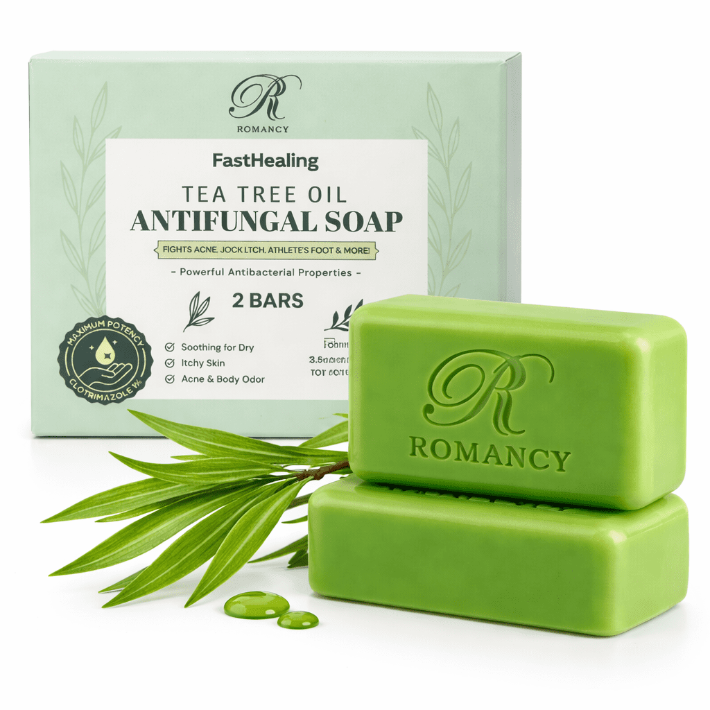 Tea Tree Soap Bar, Romancy Tea Tree Oil Soap for Body & Feet, Deep Cleansing Soap for Odor Control and Refreshing Daily Hygiene, 2 Pack