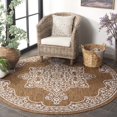 thumbnail image 3 of SAFAVIEH Beach House Hubert Medallion Indoor/Outdoor Area Rug, Brown/Ivory, 6'7" x 6'7" Round, 3 of 16