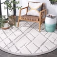 thumbnail image 3 of SAFAVIEH Cabana Tylar Diamond Indoor/Outdoor Area Rug, Ivory/Black, 6'5" x 6'5" Round, 3 of 14
