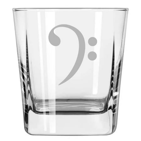 

12 oz Square Base Rocks Whiskey Double Old Fashioned Glass Bass Clef