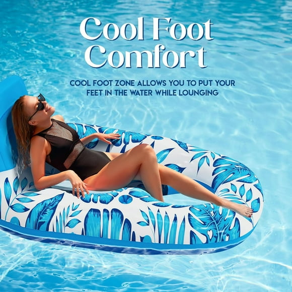 Riforla Portable Leaf Solo Lounger Inflatable Floating Pool Swing Chair Relax in Style on Water Light blue