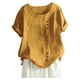 thumbnail image 1 of Túnica boho de algodón y lino para mujer en tallas grandes: blusa informal holgada y transpirable, manga 3/4, cuello redondo, tallas S-5XL., 1 of 3