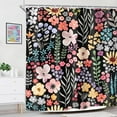 thumbnail image 2 of Extra Long Black Floral Shower Curtain for Bathroom Decor 72Wx84H Watercolor Cute Plants Spring Girly Women Colorful Boho Art Printed Fabric Polyester Waterproof 12 Pack Plastic Hook, 2 of 15