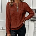 thumbnail image 5 of Guluxicc Women's Half Zip Quilted Pullover Sweatshirts Crew Neck Long Sleeve Tops Textured Solid Casual Fashion Fall Sweaters, 5 of 6