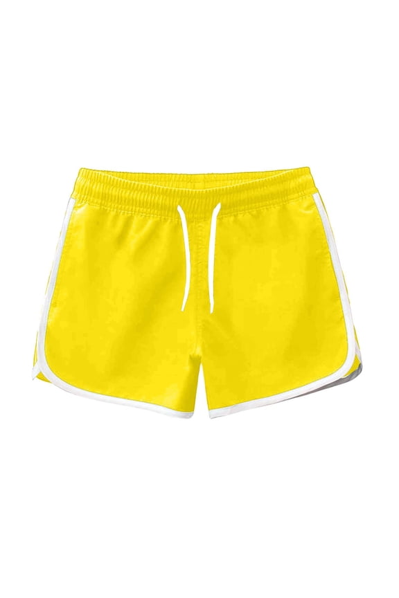 Swim Trunks Boys Solid Color Drawstring Waist Side Split Athletic Training Swimwear Bottoms for Toddler Kids Summer Water Park