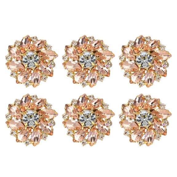Uxcell 6PCS Flower Sewing Rhinestone Buttons 1 Inch Crystal Shank Buttons for Jewelry Making Cloth DIY Gold Champagne