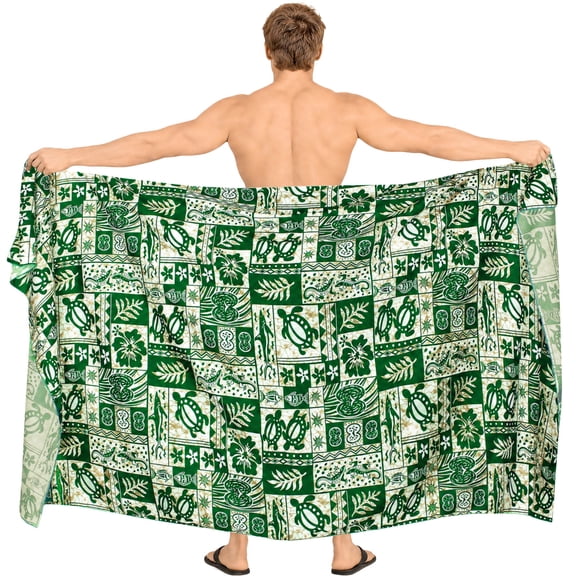 HAPPY BAY Men's Standard Swimsuits Sarong Pareo Beach Wrap One Size Shamrock Green Summer Vacation Party