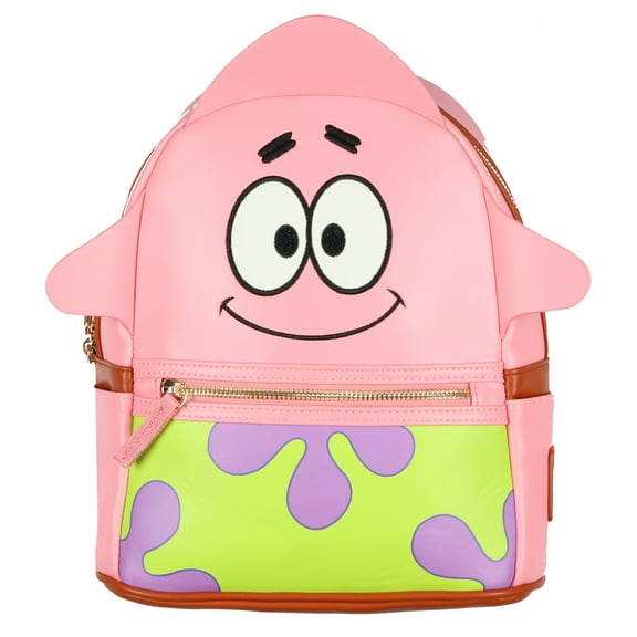 SpongeBob Squarepants Mini Backpack Patrick Embroidered Face with 3D Star Rays Purse Travel Bag