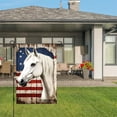 thumbnail image 3 of Amhnf White Horse American Flag Rustic Wood Garden Flag For Home Outdoor Garden Yard Decor 12x18 inch, 3 of 5