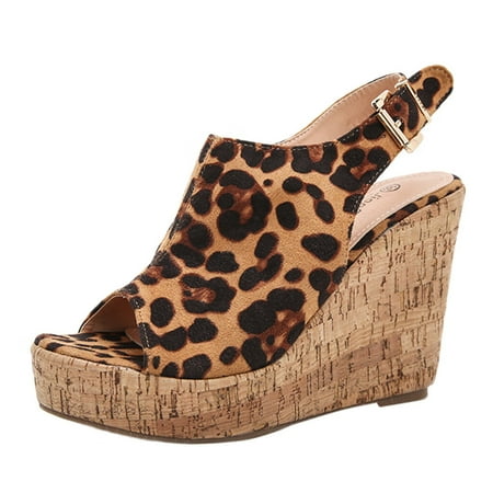 

GNEIKDEING Women Summer Open-Toe Hollow Wedges Shoes Belt Buckle Ladies Fish-Mouth Sandals Gift on Clearance